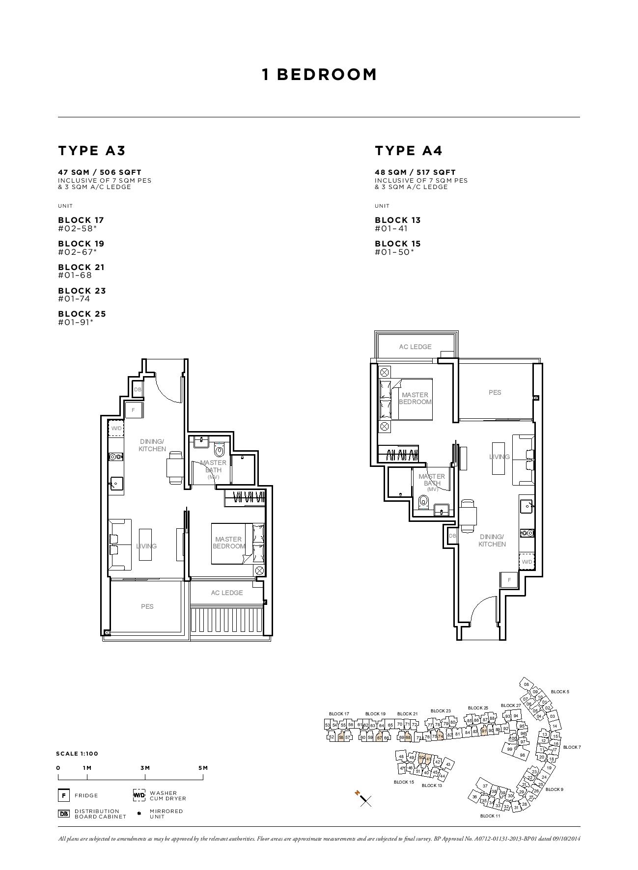 Sophia Hills 1 Bedroom Type A3, A4 Floor Plans